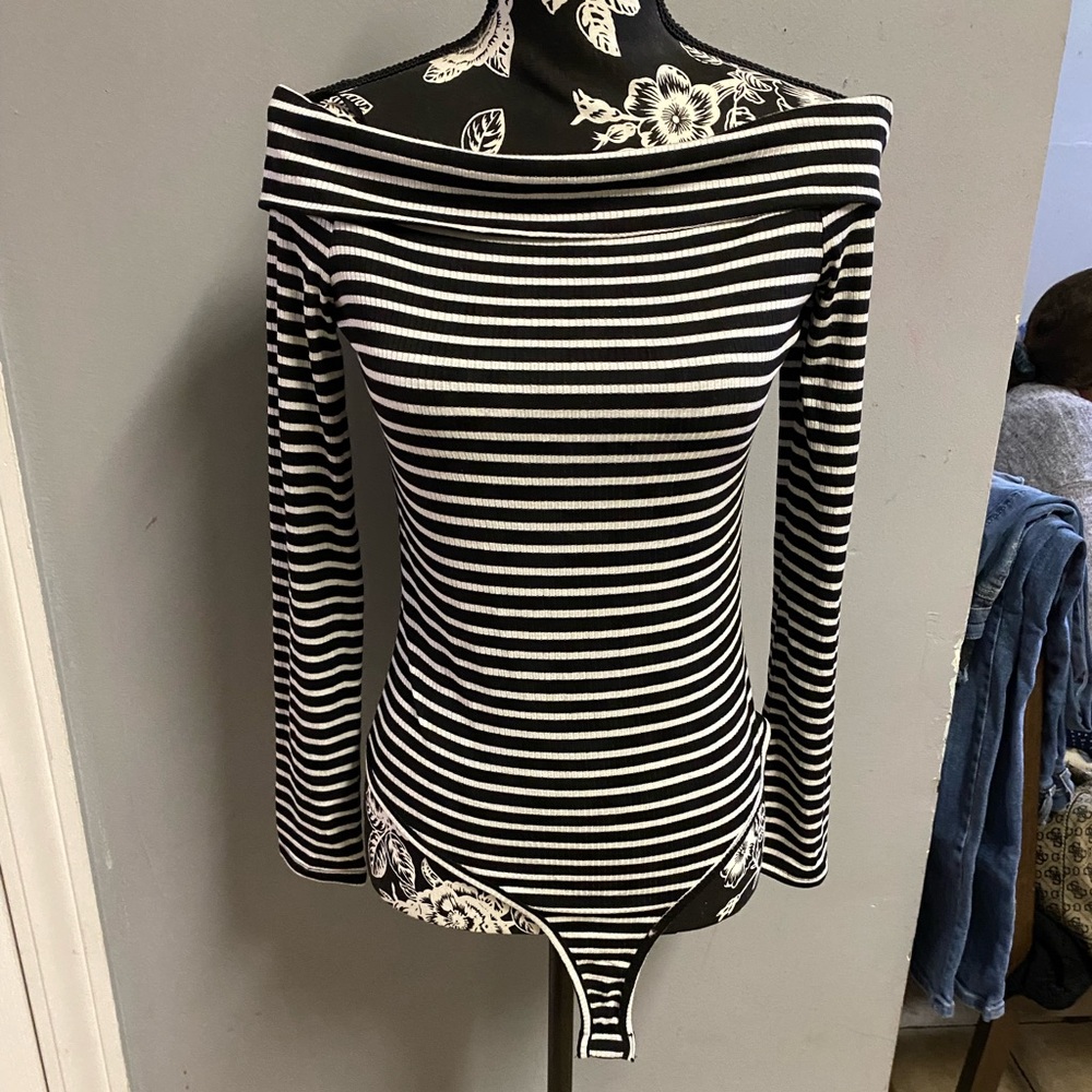 Striped body suit